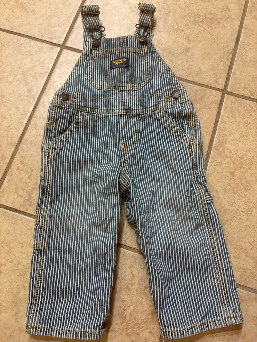 OshKosh B'Gosh railroad stripe overalls size 12 months